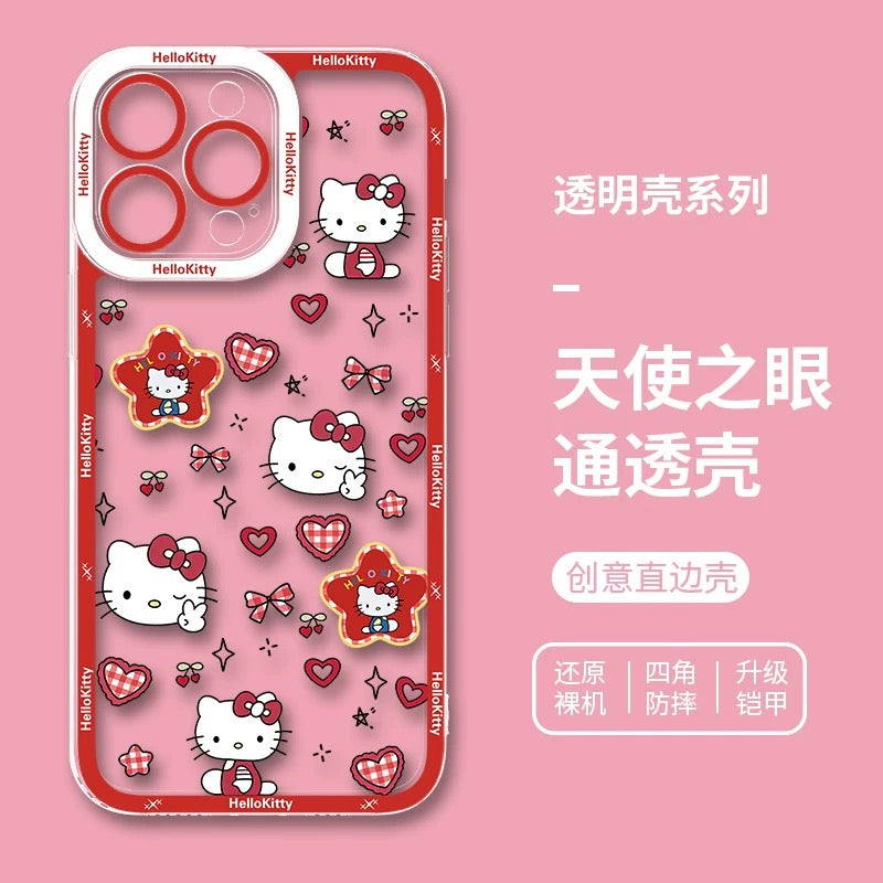 Japanese Cartoon Hello Kitty | Vintage Kitty Red Version - iPhone Case PLUS SE2 XS XR X 11 12 13 14 15 16 16e 17 17e Pro Promax 12mini 13mini