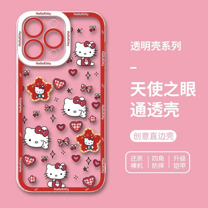 Japanese Cartoon Hello Kitty | Vintage Kitty Red Version - iPhone Case PLUS SE2 XS XR X 11 12 13 14 15 16 16e 17 17e Pro Promax 12mini 13mini