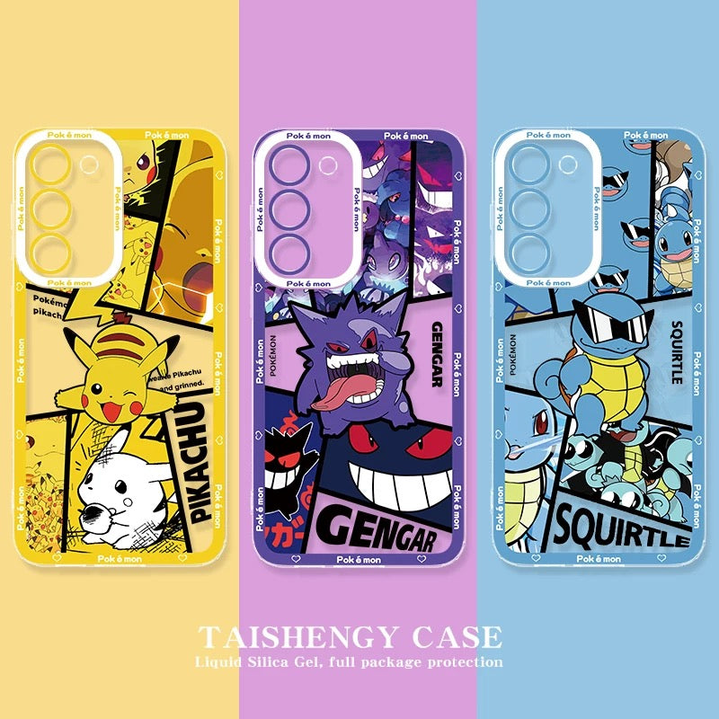 Japan Cartoon Pokemon Street Style | Pikachu Gengar Squirtle - Phone Case Samsung Galaxy S26 S25 S24 S23 S22 S21 FE Ultra