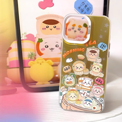 Japanese Cartoon ChiiKawa Yum Cha Laser Case | Morning Tea Dim Sum - iPhone Case 11 12 13 14 15 16 16e 17 17e Pro Promax
