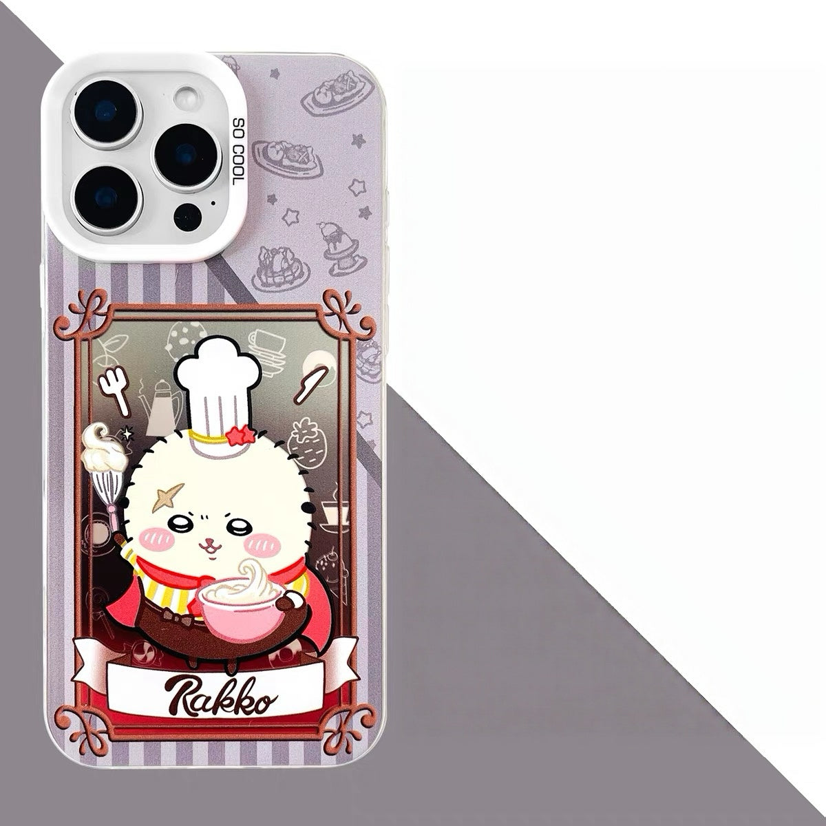 Japanese Cartoon ChiiKawa Cafe Cake Chef Laser Case | Chiikawa Hachiware Usagi Momonga Kurimanju Rakko 6 Styles - iPhone Case 11 12 13 14 15 16 16e 17 17e Pro Promax
