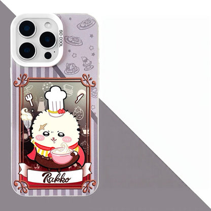 Japanese Cartoon ChiiKawa Cafe Cake Chef Laser Case | Chiikawa Hachiware Usagi Momonga Kurimanju Rakko 6 Styles - iPhone Case 11 12 13 14 15 16 16e 17 17e Pro Promax