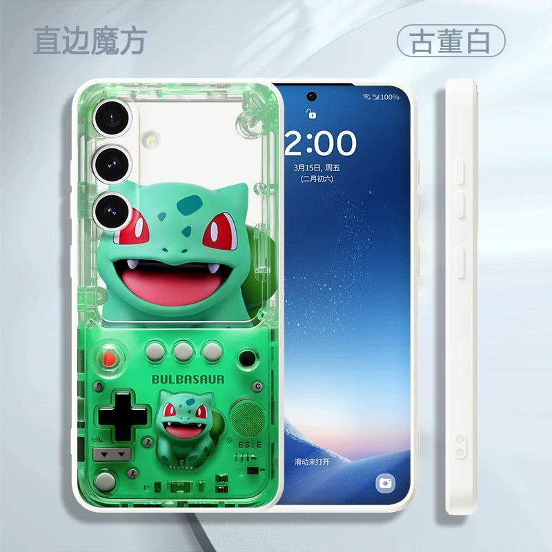 Japan Cartoon Pokemon Fun 3D Print Game Console Version Colour Silicon Case | Pikachu Bulbasaur Squirtle Charmander Psyduck Jigglypuff Eevee Gengar - Phone Case Samsung Galaxy S26 S25 S24 S23 S22 S21 FE Ultra Edge