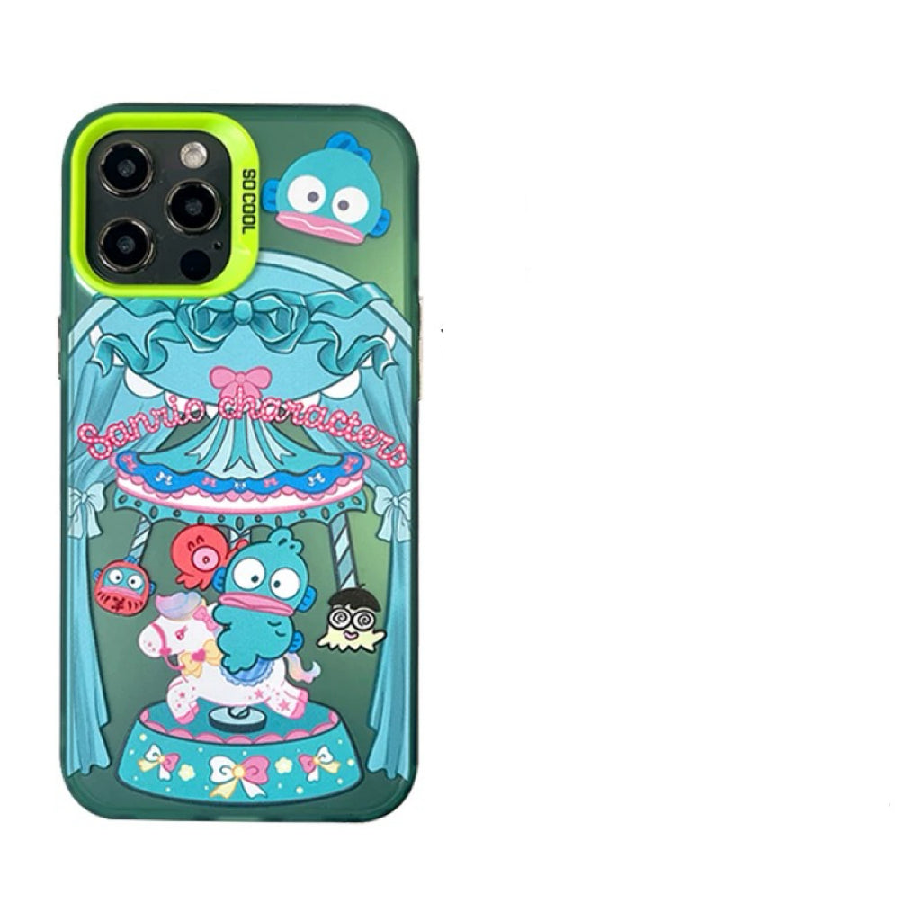 Japanese Cartoon Sanrio Merry Go Round | Hangyodon with Friends Laser Colour Clear - iPhone Case 11 12 13 14 15 16 Pro Promax