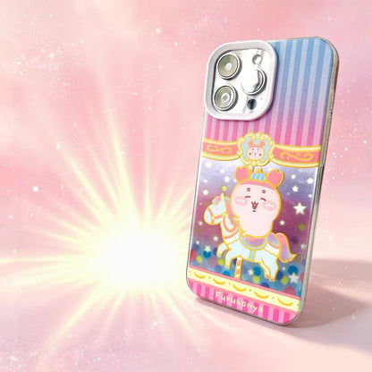 Japanese Cartoon ChiiKawa Go Round Laser Case | Merry Go Round with Momonga Kurimanju Rakko Shisa Crab - iPhone Case 11 12 13 14 15 16 16e 17 17e Pro Promax