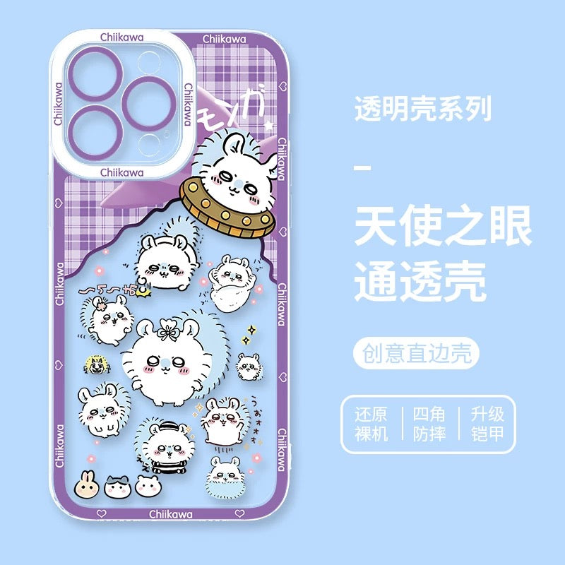 Japanese Cartoon ChiiKawa UFO Version Clean Case | Chiikawa Hachiware Usagi Momonga - iPhone Case PLUS SE2 XS XR X 11 12 13 14 15 16 16e 17 17e Pro Promax 12mini 13mini
