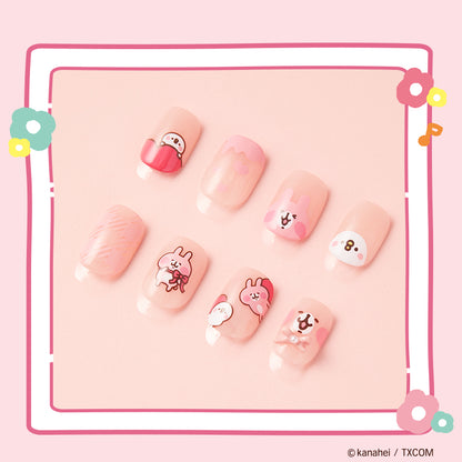 Kanahei X Miniso | Fake Nails Press On Nails set 30pcs with Glue Easy Stick - Usagi Piske Pink Rabbit White Chicken