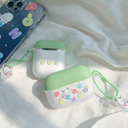 Japanese Cartoon Pochacco with Colourful Alphabet AirPods AirPodsPro AirPods3 Case Grass Green and White