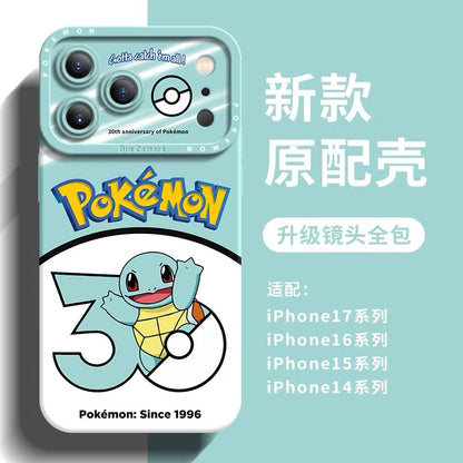 Japanese Cartoon Pokemon Silicone Case Pokemon 30 Anniversary Catching Version | Pikachu Bulbasaur Charmander Squirtle Eevee Psyduck Meowth Gengar 8 Styles - Phone Case Samsung Galaxy S26 S25 S24 S23 FE Ultra Edge