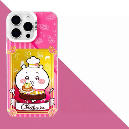Japanese Cartoon ChiiKawa Cafe Cake Chef Laser Case | Chiikawa Hachiware Usagi Momonga Kurimanju Rakko 6 Styles - iPhone Case 11 12 13 14 15 16 16e 17 17e Pro Promax
