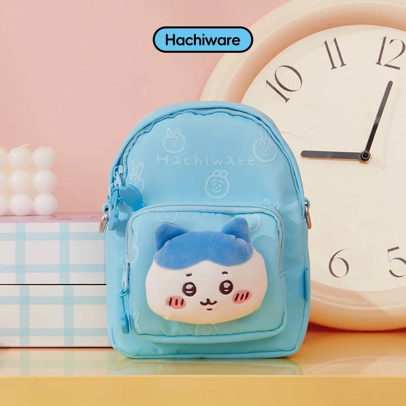 ChiiKawa X Miniso | ChiiKawa Hachiware Usagi Plush Head Mini Shoulder Bag - Kawaii Item Plush Cute Decoration