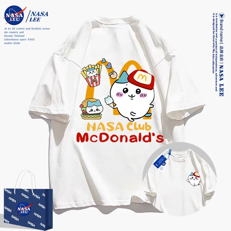 Japanese Cartoon ChiiKawa Casual Style T-Shirt Series | Hachiware FastFood Front & Back - Kawaii Fashion Items