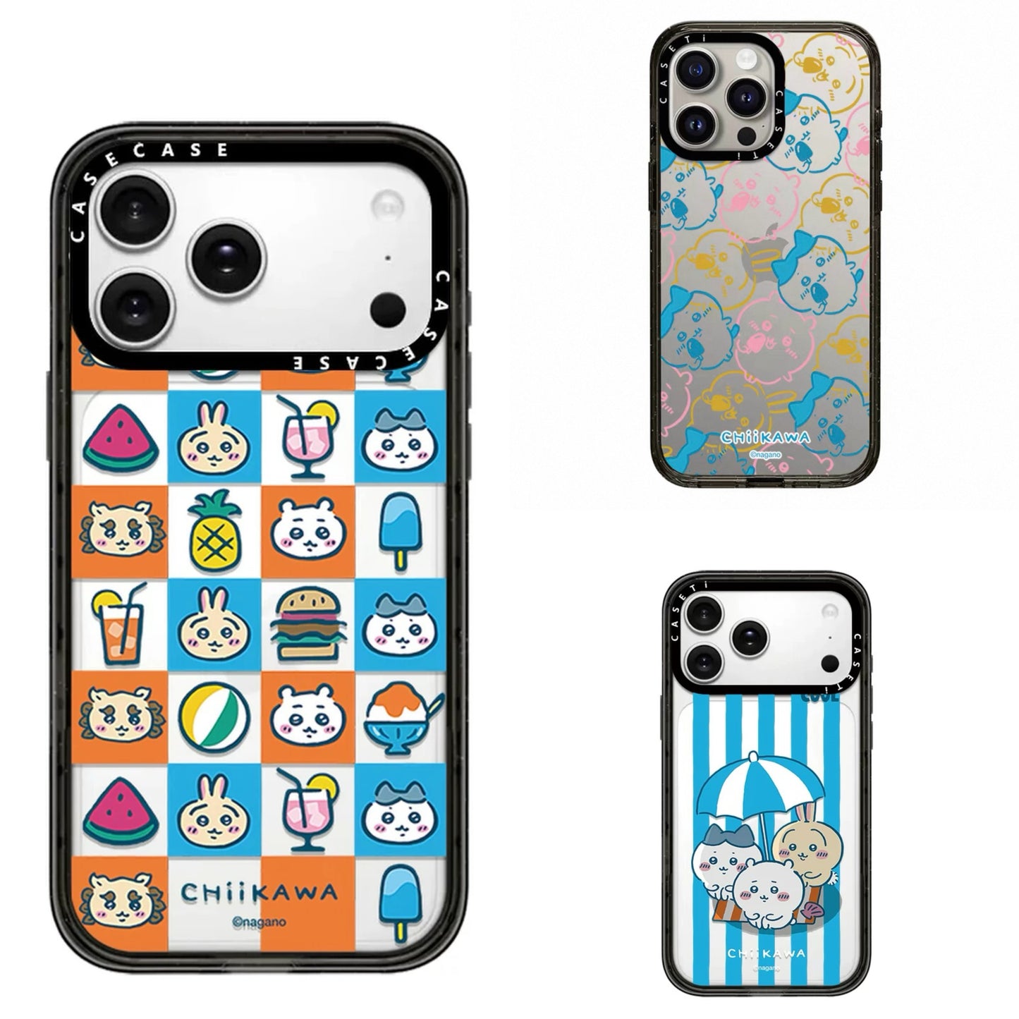 Japanese Cartoon ChiiKawa Clear with Transparent Black Frame Phone Case | ChiiKawa Hachiware Usagi Summer Time Party Part1 6 Styles - iPhone Case 12 13 14 15 16 17 Pro Promax