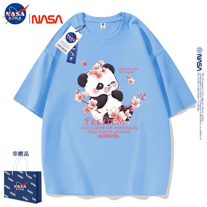 Cute Animals Panda Style T-Shirt Series | Smile Panda with Flower Part2 - Kawaii Fashion Items for Child & Adult