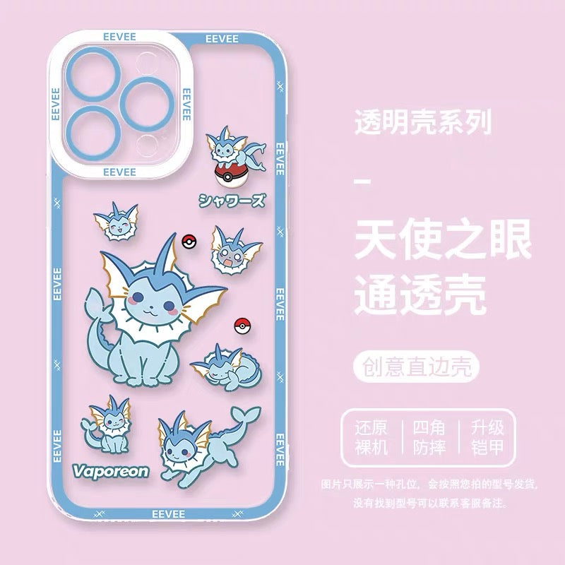 Japanese Cartoon Pokemon Case Eevee Evolution Cute Emo Version | Eevee Vaporeon Jolteon Flareon Espeon Umbreon Leafeon Glaceon Sylveon 9 Styles - iPhone Case PLUS SE2 XS XR X 11 12 13 14 15 16 16e 17 17e Pro Promax 12mini 13mini