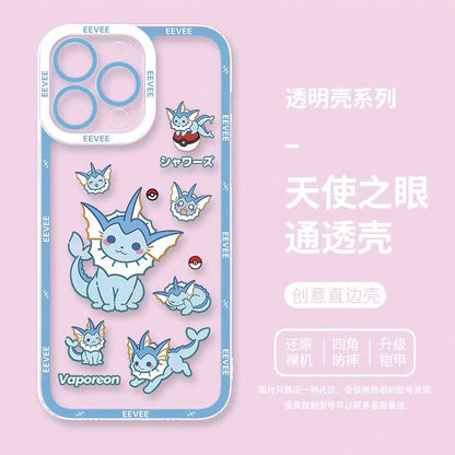 Japanese Cartoon Pokemon Case Eevee Evolution Cute Emo Version | Eevee Vaporeon Jolteon Flareon Espeon Umbreon Leafeon Glaceon Sylveon 9 Styles - iPhone Case PLUS SE2 XS XR X 11 12 13 14 15 16 16e 17 17e Pro Promax 12mini 13mini