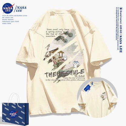 Japanese Cartoon ChiiKawa Casual Style T-Shirt Series | Chiikawa Hachiware Usagi Japanese Picnic Front & Back - Kawaii Fashion Items