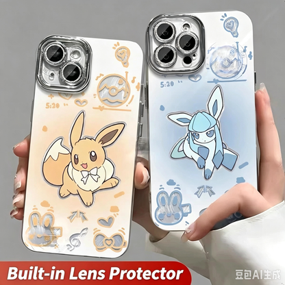 Japanese Cartoon Pokemon Case Eevee Evolution Cute Emo Version | Eevee Vaporeon Jolteon Flareon Espeon Umbreon Leafeon Glaceon Sylveon 9 Styles - iPhone Case PLUS SE2 XS XR X 11 12 13 14 15 16 16e 17 17e Pro Promax 12mini 13mini (副本)