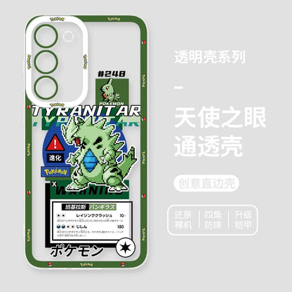 Japan Cartoon Pokemon Game Pixel Version | Tyranitar Pupitar Dragapult Arceus Lucario Rayquaza Ash Greninja Armarouge - Phone Case Samsung Galaxy S26 S25 S24 S23 S22 S21 FE Ultra Edge