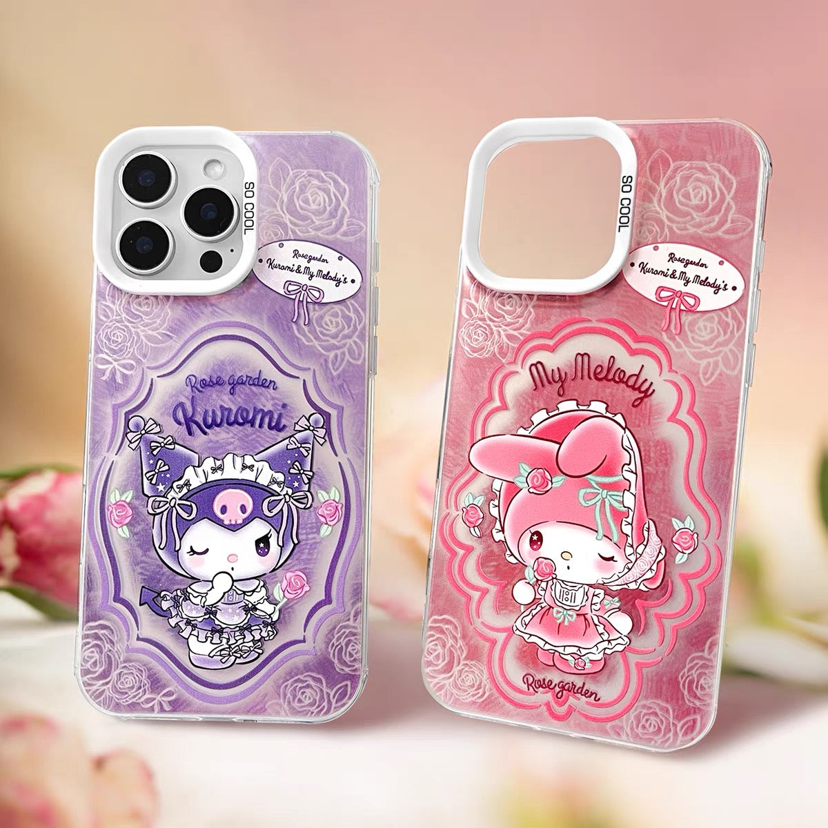 Japanese Cartoon Sanrio Rose Garden Laser Case | My Melody Kuromi 2 Styles - Phone Case Samsung Galaxy S26 S25 S24 S23 S22 S21 FE Ultra Edge