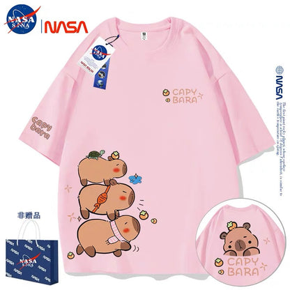 Cute Animals Capybara Style T-Shirt Series | Fun Capybara Group Front & Back Part1 - Kawaii Fashion Items for Child & Adult Matching outfits for Parents and Children