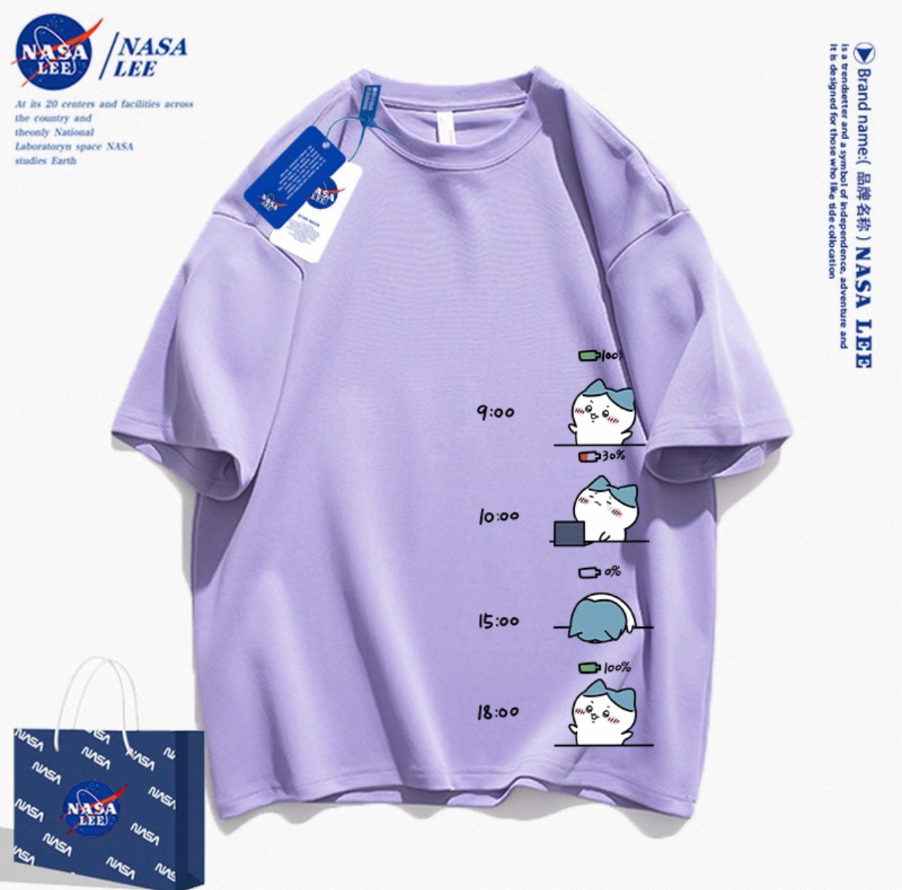 Japanese Cartoon ChiiKawa Casual Style T-Shirt Series | Hachiware Working Time - Kawaii Fashion Items