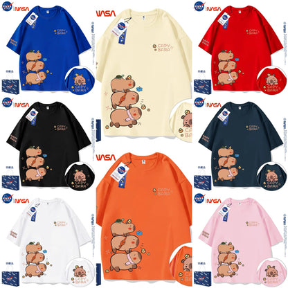 Cute Animals Capybara Style T-Shirt Series | Fun Capybara Group Part1 - Kawaii Fashion Items for Child & Adult Matching outfits for Parents and Children