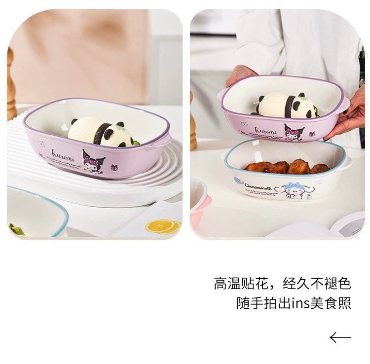 Sanrio Ceramic Tableware Big Bowl Plate | Hello Kitty My Melody Kuromi Cinnamoroll Pompompurin Pochacco - can Oven use Baking Pan Dinner plate