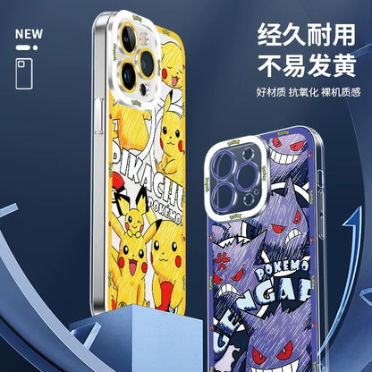 Japan Cartoon Pokemon All Drawing Version | Pikachu Gengar Squirtle Snoriax Psyduck Bulbasaur - iPhone Case PLUS SE2 XS XR X 11 12 13 14 15 16 16e 17 17e Pro Promax 12mini 13mini