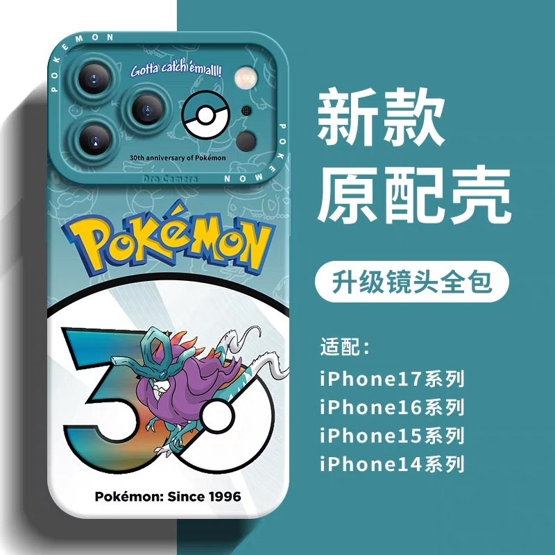 Japanese Cartoon Pokemon Silicone Case Pokemon 30 Anniversary Version Part30 | Morpeko Falinks Walking Wake Dracovish Slither Wing Gouging Fire Raging Bolt Iron Treads Iron Moth 9 Styles - iPhone Case 11 12 13 14 15 16 16e 17 17e Pro Promax 12mini 13mini