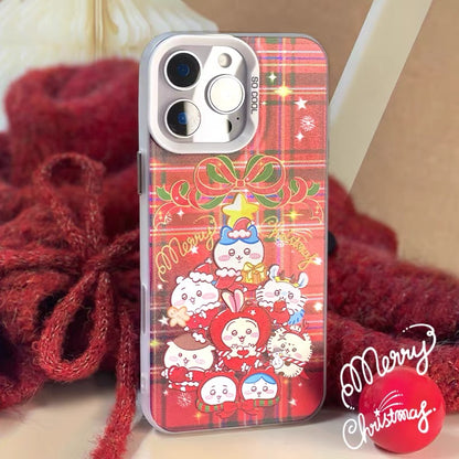Japanese Cartoon ChiiKawa Merry Xmas Laser Case | Christmas Tree Group - iPhone Case 11 12 13 14 15 16 16e 17 17e Pro Promax