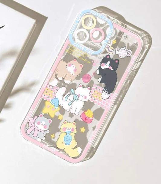 Lovely Cats Pastel Colour iPhone Case 6 7 8 PLUS SE2 XS XR X 11 12 13 14 15 Pro Promax 12mini 13mini KawaiiGiftLand