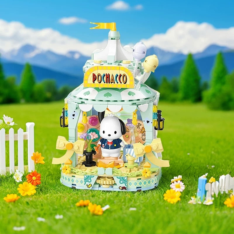 Top Toy x Sanrio Colorful Amusement Park Fair Rides | Pochacco Happy Game Center - Building Blocks Toy Collections