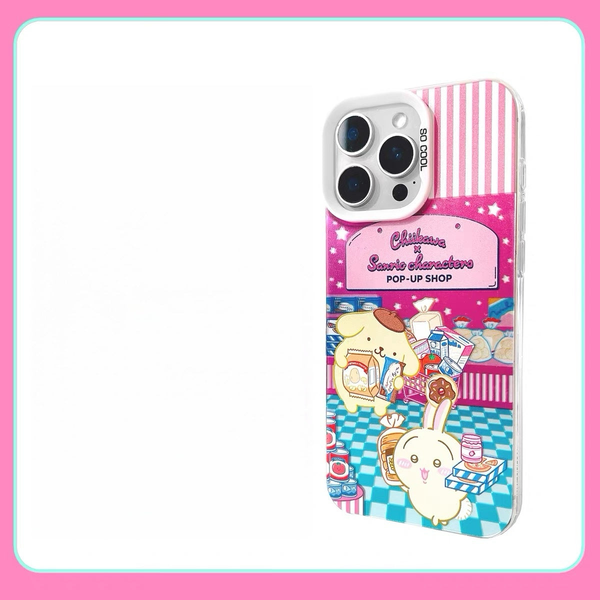Japanese Cartoon ChiiKawa x Sanrio Pop Up Store Laser Case | Chiikawa Hachiware Usagi Momonga Shisa Crab 6 Styles - iPhone Case 11 12 13 14 15 16 16e 17 17e Pro Promax