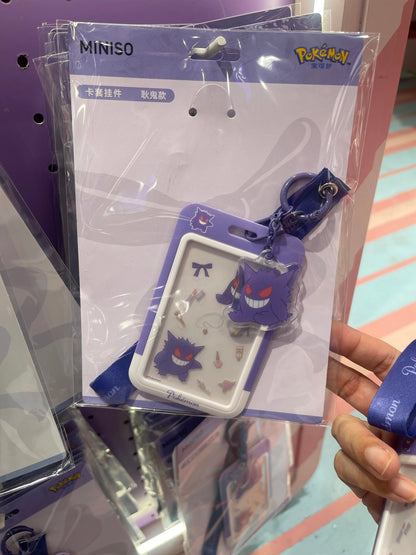 Pokemon X Miniso Card Badge Holder with Keychain | Pikachu Sylveon Gengar Piplup Rowlet - Anime Collectable Kawaii Item