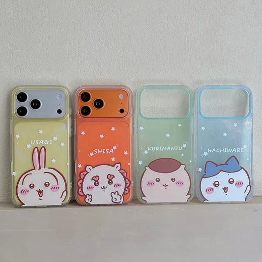 Japanese Cartoon ChiiKawa Gittler Colour Clear Case | Say Hi Kurimanju Rakko Shisa Furuhonya - iPhone Case Plus SE2 11 12 13 14 15 16 16e 17 17e 18 Pro Promax 12mini 13mini