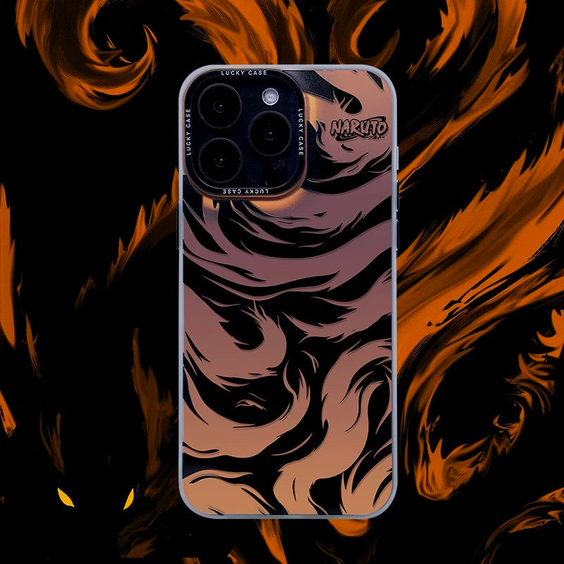 Japanese Anime Naruto Ninja | Laser Kurama Nine Tails Icon - iPhone Case 7 8 PLUS SE2 XS XR X 11 12 13 14 15 16 Pro Promax SE3 SE2