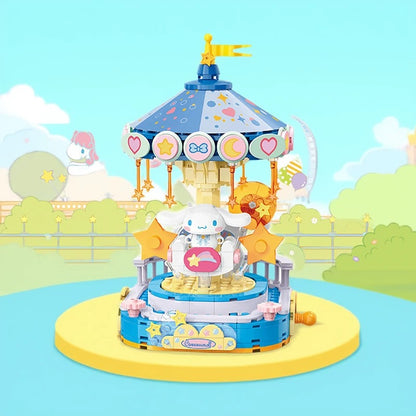 Top Toy x Sanrio Colorful Amusement Park Fair Rides | Cinnamoroll Happy Merry Go Round Carousel - Building Blocks Toy Collections