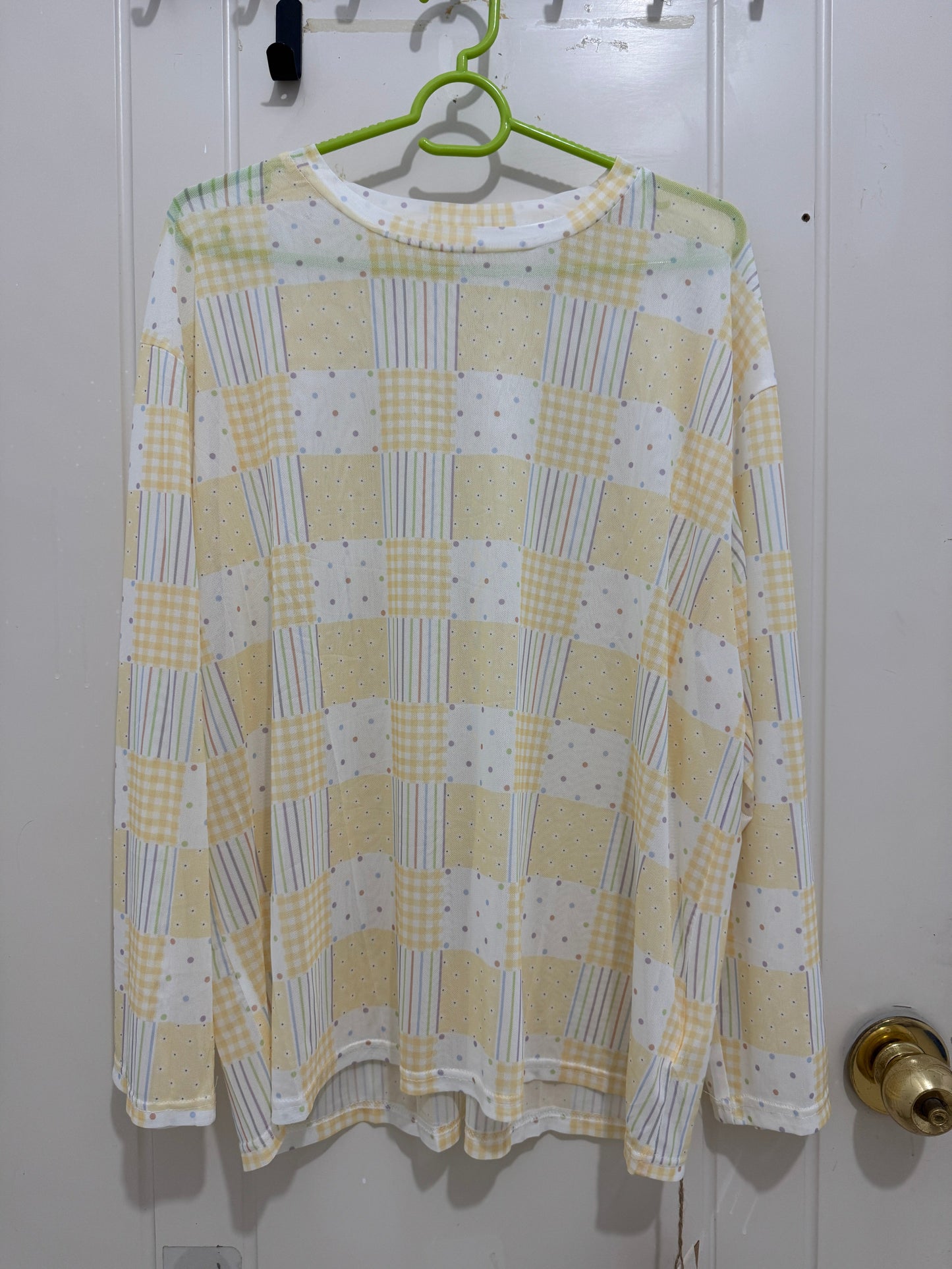 Japanese Fashion Cute Style Long-sleeved Sun Protection T-Shirt Series | Yellow Checked Pattern - Kawaii Fashion Items