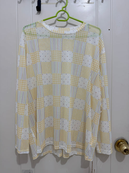 Japanese Fashion Cute Style Long-sleeved Sun Protection T-Shirt Series | Yellow Checked Pattern - Kawaii Fashion Items