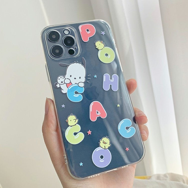 Japanese Cartoon Sanrio | Clean Colourful Alphabet Pochacco - iPhone Case 7 8 X XR XS 11 12 13 14 15 Pro Promax Plus mini SE