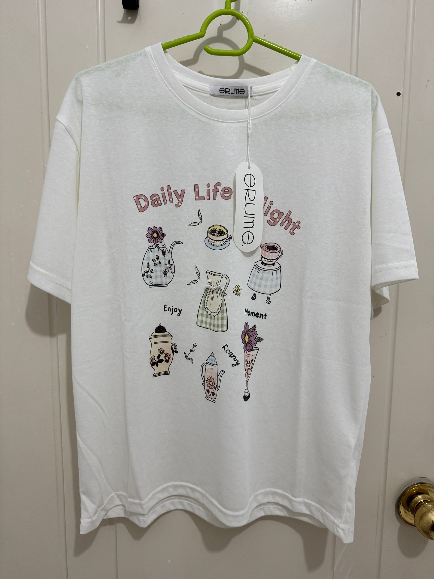 Korean Fashion Cute Style T-Shirt Series | Flower Tea Pots with Pearl - Kawaii Fashion Items