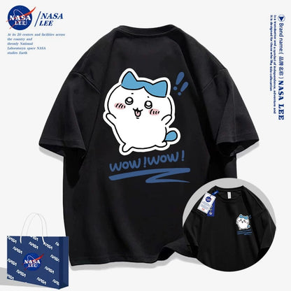 Japanese Cartoon ChiiKawa Casual Style T-Shirt Series | Hachiware Wow Front & Back - Kawaii Fashion Items