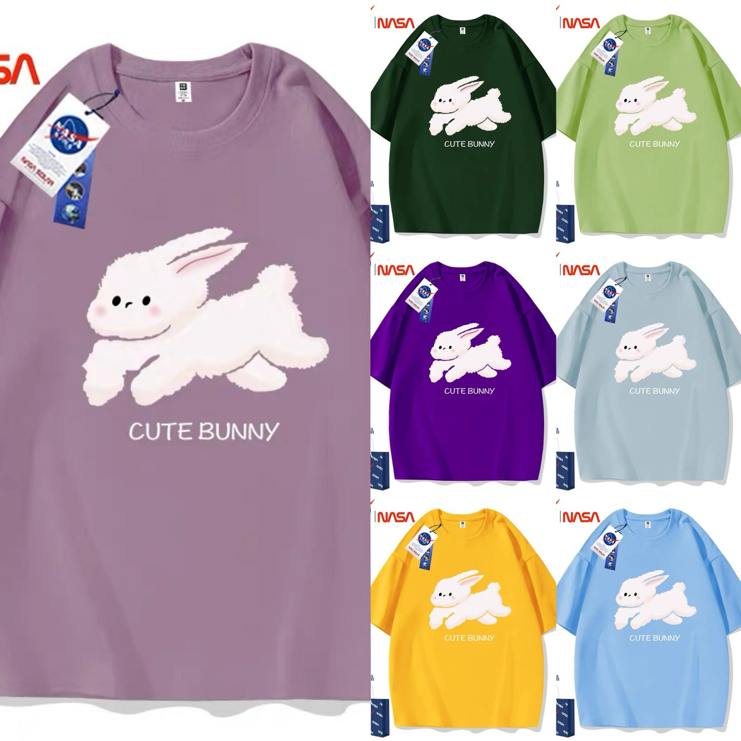 Cute Animals Rabbit Style T-Shirt Series | Cute Bunny Running Part2 - Kawaii Fashion Items for Child & Adult