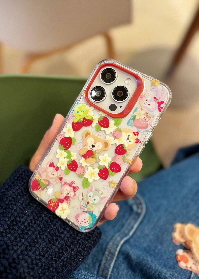 Japanese Cartoon Teddy Bear StellaLou ShellieMay | Strawberry Parrty iPhone Case 13 14 15 Pro Promax