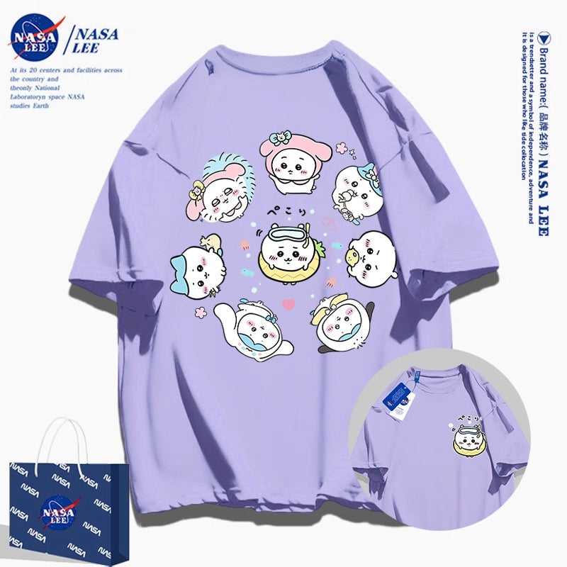 Japanese Cartoon ChiiKawa Casual Style T-Shirt Series | Sanrio Chiikawa Hachiware Momonga - Kawaii Fashion Items
