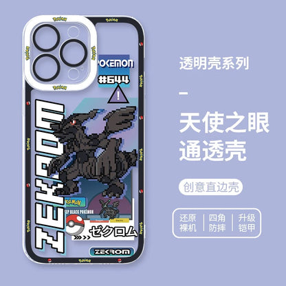 Japan Cartoon Pokemon Game Pixel Version | Celebi Xerneas Zekrom Reshiram Latios Latias Gardevoir Garchomp - iPhone Case PLUS SE2 XS XR X 11 12 13 14 15 16 16e 17 17e Pro Promax 12mini 13mini