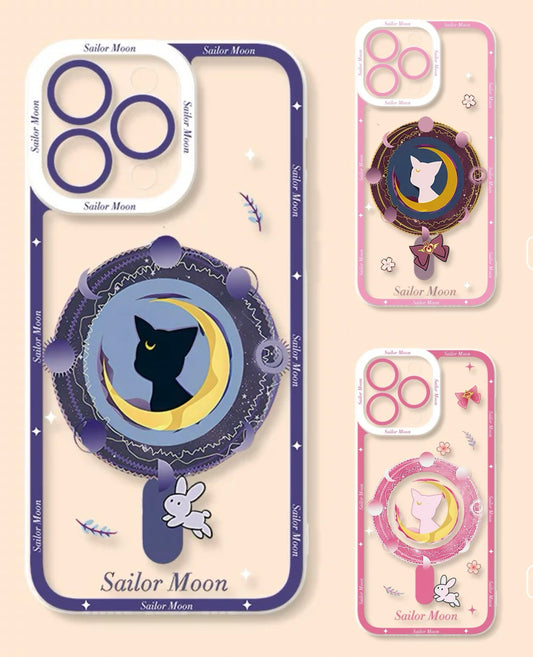 Japanese Cartoon Sailor Girl | Artemis White Cat Luna Black Cat Pink Cat - Sailormoon iPhone Case PLUS SE2 11 12 13 14 15 16 16e 17 17e Pro Promax 12mini 13mini