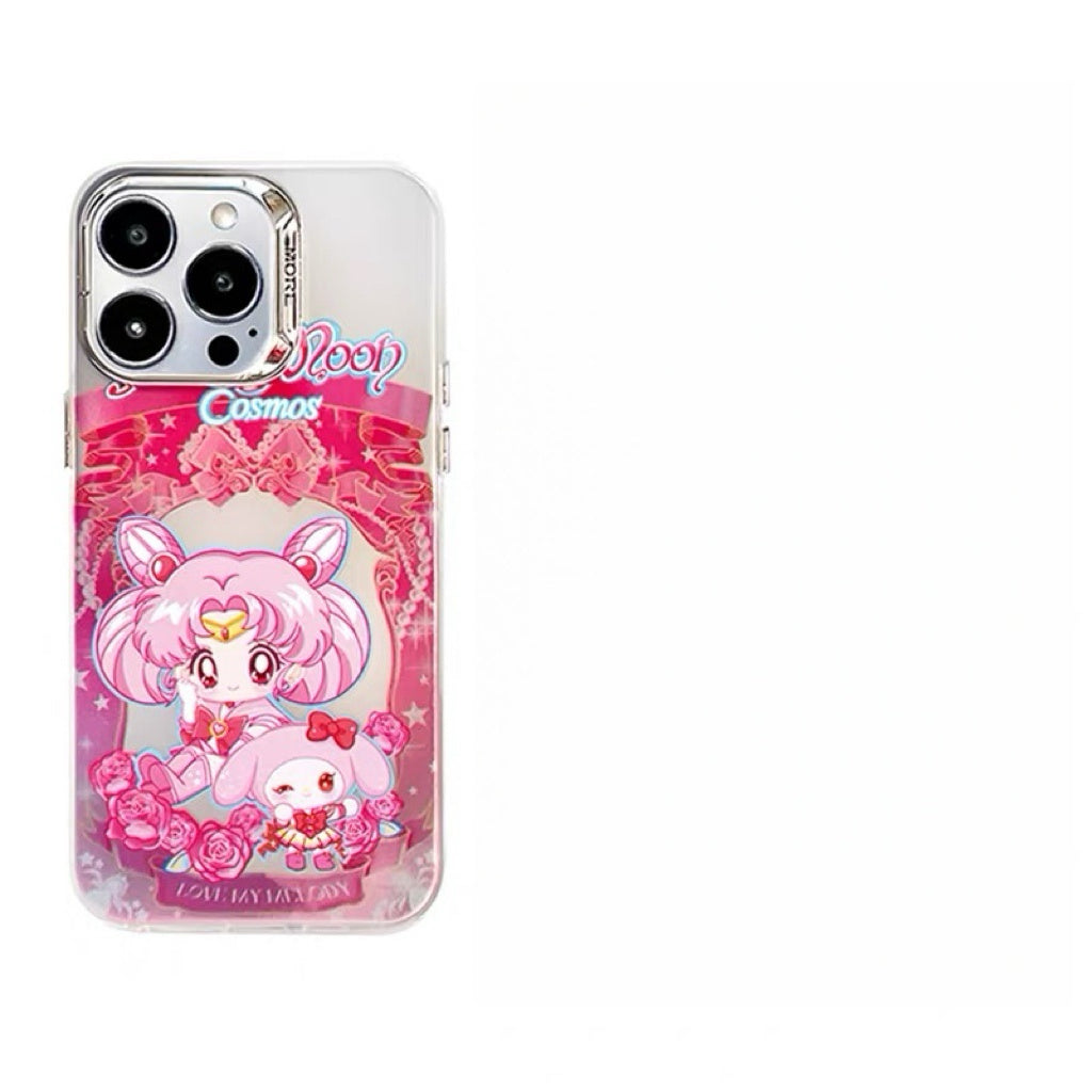 Japanese Cartoon Sanrio x Sailor Moon Laser Case | Hello Kitty My Melody Kuromi Cinnamoroll 5 Styles - iPhone Case 11 12 13 14 15 16 16e 17 17e Pro Promax