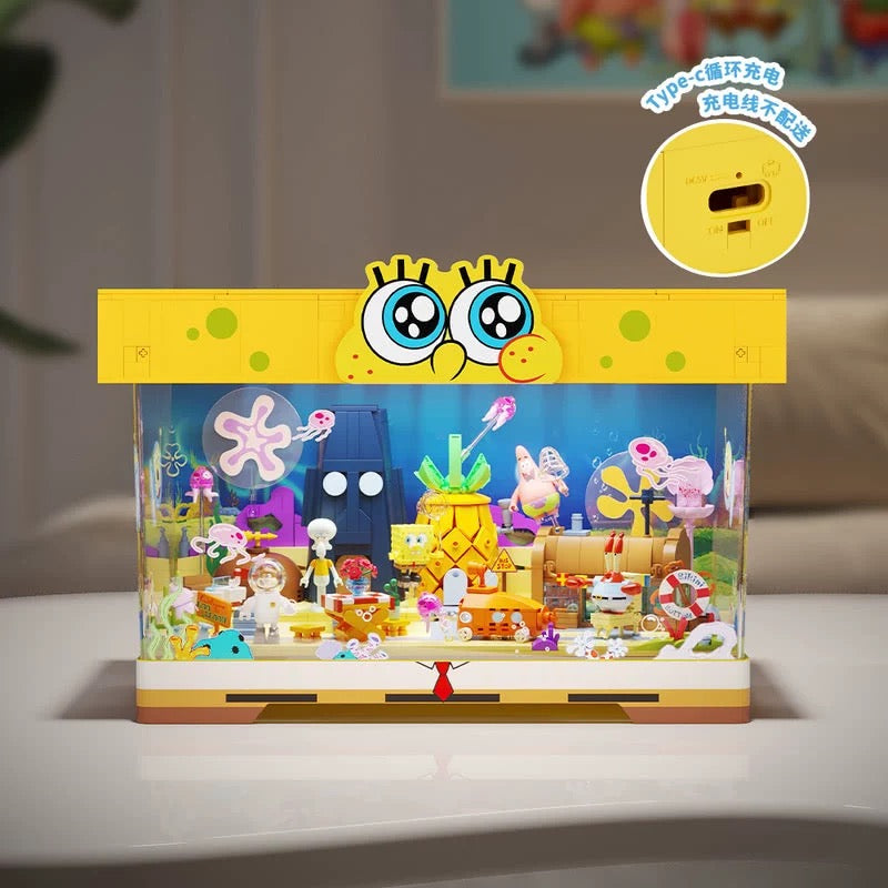 AreaX Spongebob Bikini Bottom | Large Display Fish Tank - Building Blocks Toy Collections